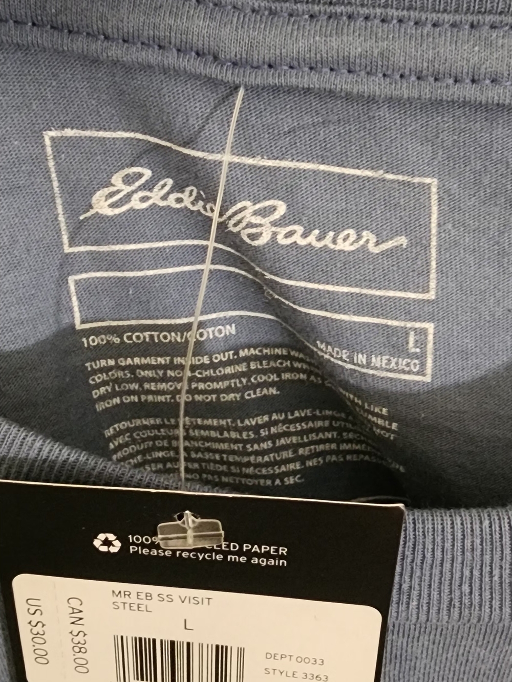 Eddie Bauer Men's Blue Logo T‑Shirt - Picture 3 of 7